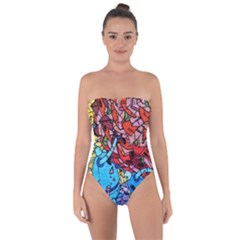 Graffiti-wall-mural-painting-arts Tie Back One Piece Swimsuit by Simbadda