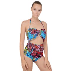 Graffiti-wall-mural-painting-arts Scallop Top Cut Out Swimsuit