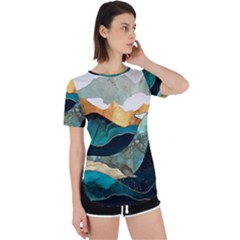 Ocean Whale Painting Sea Undersea Perpetual Short Sleeve T-shirt by Wegoenart