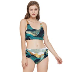 Ocean Whale Painting Sea Undersea Frilly Bikini Set