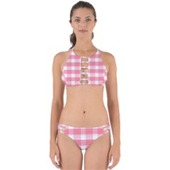 Pink And White Plaids Perfectly Cut Out Bikini Set by ConteMonfrey