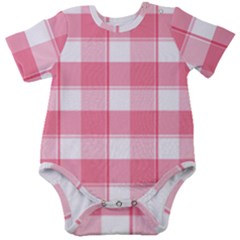 Pink And White Plaids Baby Short Sleeve Onesie Bodysuit by ConteMonfrey