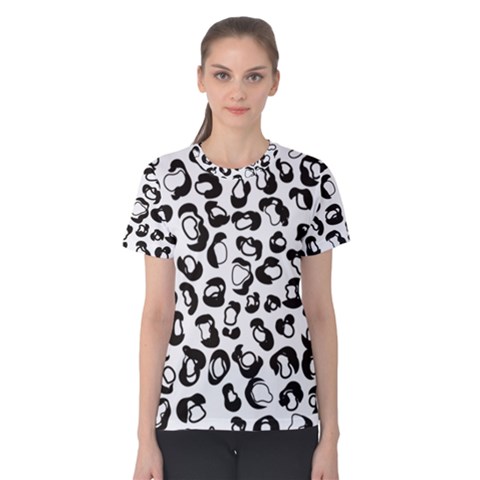 Black And White Leopard Print Jaguar Dots Women s Cotton Tee by ConteMonfrey
