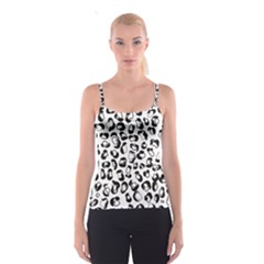 Black And White Leopard Print Jaguar Dots Spaghetti Strap Top by ConteMonfrey