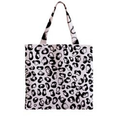 Black And White Leopard Print Jaguar Dots Zipper Grocery Tote Bag by ConteMonfrey