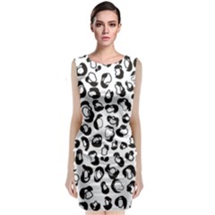 Black And White Leopard Print Jaguar Dots Classic Sleeveless Midi Dress by ConteMonfrey