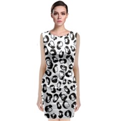 Black And White Leopard Print Jaguar Dots Sleeveless Velvet Midi Dress by ConteMonfrey