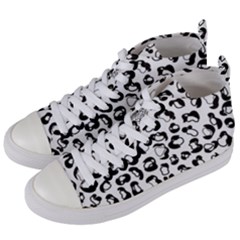 Black And White Leopard Print Jaguar Dots Women s Mid-top Canvas Sneakers by ConteMonfrey