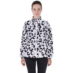 Black And White Leopard Print Jaguar Dots Women s High Neck Windbreaker by ConteMonfrey