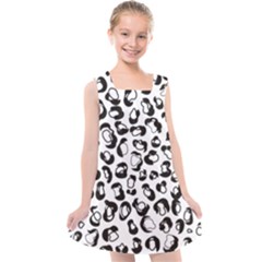 Black And White Leopard Print Jaguar Dots Kids  Cross Back Dress by ConteMonfrey