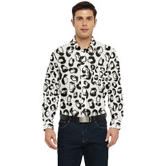 Black And White Leopard Print Jaguar Dots Men s Long Sleeve Pocket Shirt 