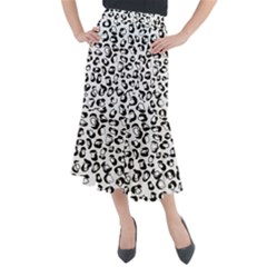 Black And White Leopard Print Jaguar Dots Midi Mermaid Skirt by ConteMonfrey