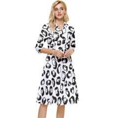 Black And White Leopard Print Jaguar Dots Classy Knee Length Dress by ConteMonfrey