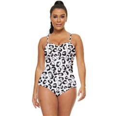 Black And White Leopard Print Jaguar Dots Retro Full Coverage Swimsuit by ConteMonfrey