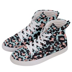 Blue And Pink Jaguar Dots Leopard Black And White Leopard Print Jaguar Dots Men s Hi-top Skate Sneakers by ConteMonfrey