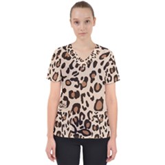 Leopard Jaguar Dots Women s V-neck Scrub Top by ConteMonfrey