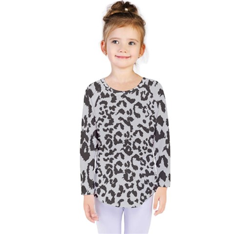 Grey And Black Jaguar Dots Kids  Long Sleeve Tee by ConteMonfrey