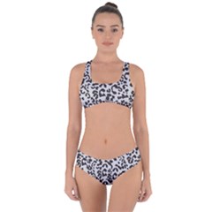 Grey And Black Jaguar Dots Criss Cross Bikini Set by ConteMonfrey