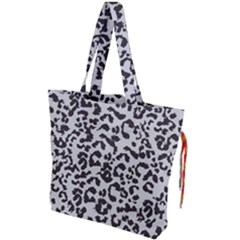 Grey And Black Jaguar Dots Drawstring Tote Bag by ConteMonfrey