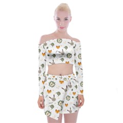 Rabbit, Lions And Nuts  Off Shoulder Top With Mini Skirt Set by ConteMonfrey