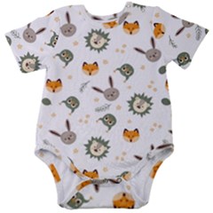 Rabbit, Lions And Nuts  Baby Short Sleeve Onesie Bodysuit by ConteMonfrey