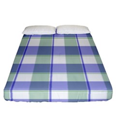 Blue And Green Plaids Fitted Sheet (california King Size) by ConteMonfrey