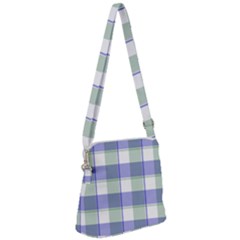 Blue And Green Plaids Zipper Messenger Bag by ConteMonfrey