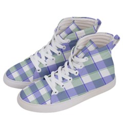 Blue And Green Plaids Men s Hi-top Skate Sneakers