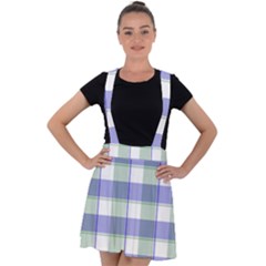 Blue And Green Plaids Velvet Suspender Skater Skirt by ConteMonfrey