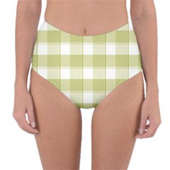 Green Tea - White And Green Plaids Reversible High-waist Bikini Bottoms by ConteMonfrey