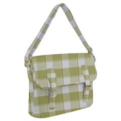 Green Tea - White And Green Plaids Buckle Messenger Bag by ConteMonfrey