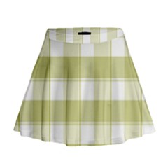 Green Tea - White And Green Plaids Mini Flare Skirt by ConteMonfrey