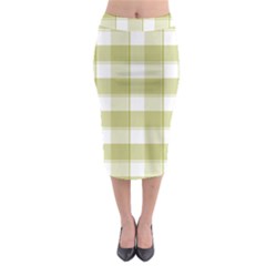 Green tea - White and green plaids Midi Pencil Skirt