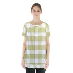 Green tea - White and green plaids Skirt Hem Sports Top