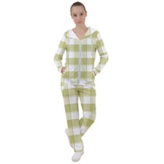 Green tea - White and green plaids Women s Tracksuit