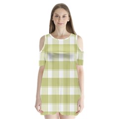 Green tea - White and green plaids Shoulder Cutout Velvet One Piece