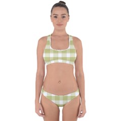 Green Tea - White And Green Plaids Cross Back Hipster Bikini Set by ConteMonfrey