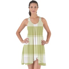 Green Tea - White And Green Plaids Show Some Back Chiffon Dress by ConteMonfrey