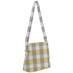 Grey Yellow Plaids Zipper Messenger Bag by ConteMonfrey