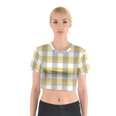 Grey Yellow Plaids Cotton Crop Top by ConteMonfrey