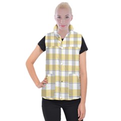 Grey Yellow Plaids Women s Button Up Vest by ConteMonfrey