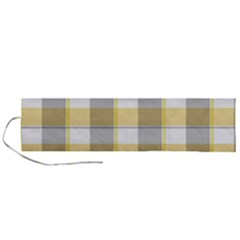 Grey Yellow Plaids Roll Up Canvas Pencil Holder (l) by ConteMonfrey
