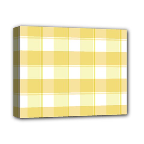 White And Yellow Plaids Deluxe Canvas 14  X 11  (stretched) by ConteMonfrey
