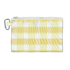 White And Yellow Plaids Canvas Cosmetic Bag (large) by ConteMonfrey