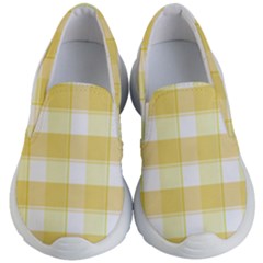 White And Yellow Plaids Kids Lightweight Slip Ons by ConteMonfrey