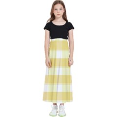 White And Yellow Plaids Kids  Flared Maxi Skirt by ConteMonfrey