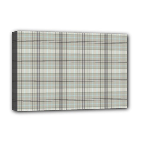 Winter Gray Plaids Deluxe Canvas 18  X 12  (stretched) by ConteMonfrey