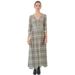 Winter Gray Plaids Button Up Boho Maxi Dress by ConteMonfrey