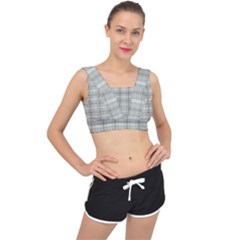 Winter Gray Plaids V-back Sports Bra by ConteMonfrey