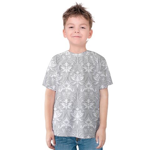 Grey Lace Decorative Ornament - Pattern 14th And 15th Century - Italy Vintage Kids  Cotton Tee by ConteMonfrey